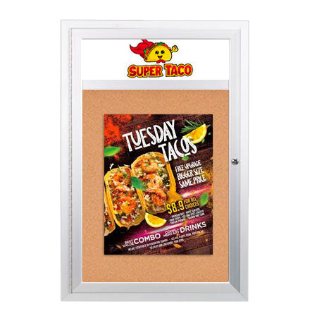SwingCase 24 x 36 Outdoor Enclosed Poster with Personalized Message Header | Single Locking Door