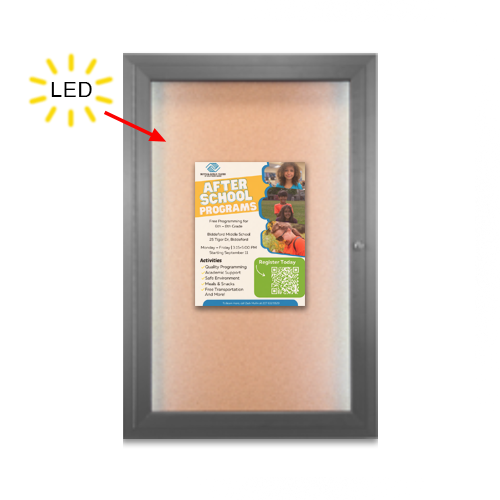 SwingCase 19x31 Enclosed Outdoor Poster Case with LED Lights (Single Door)