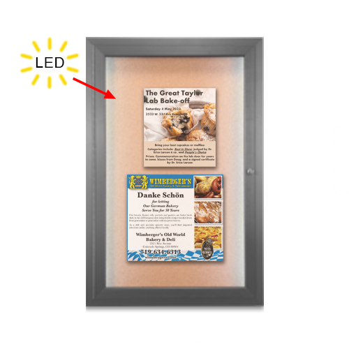 SwingCase 24x36 Enclosed Outdoor Poster Case with LED Lights (Single Door)