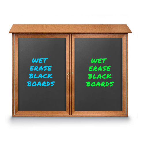 40" x 40" Outdoor Message Center - Double Door Magnetic Black Dry Erase Board