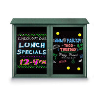 60" x 40" Outdoor Message Center - Double Door Magnetic Black Dry Erase Board