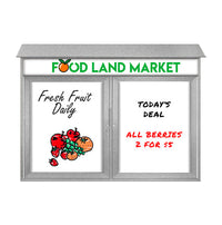 48" x 36" Outdoor Message Center - Double Door Magnetic White Dry Erase Board with Header
