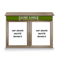 60" x 30" Outdoor Message Center - Double Door Magnetic White Dry Erase Board with Header