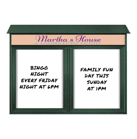 52x40 Double Door Magnetic Black Dry Erase Board Outdoor Message