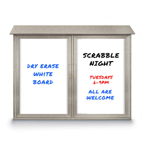 48" x 36"" Outdoor Message Center - Double Door Magnetic White Dry Erase Board