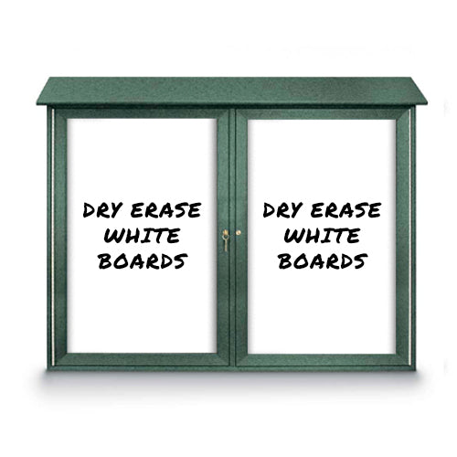 60" x 24" Outdoor Message Center - Double Door Magnetic White Dry Erase Board