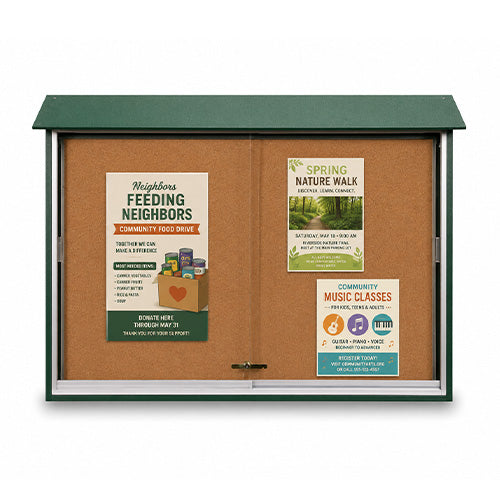 50x40 Outdoor Message Center Cork Bulletin Board | Sliding Doors Information Board
