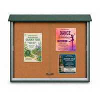 52x40 Outdoor Message Center with Cork Bulletin Board + 2 Sliding Doors Eco-Design Information Board