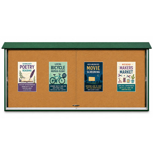 60x24 Outdoor Message Center Cork Bulletin Board | Sliding Doors Information Board