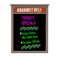 16" x 34" Outdoor Message Center - Magnetic Black Dry Erase Board with Header