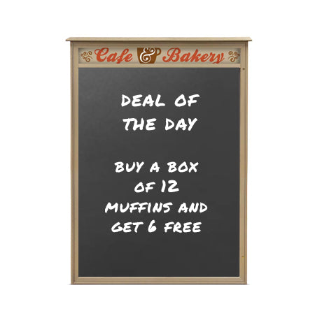 38" x 54" Outdoor Message Center - Magnetic Black Dry Erase Board with Header