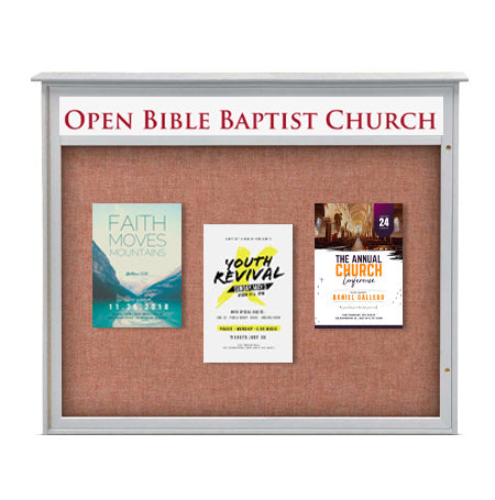 36x36 Outdoor Message Center Wall Mount Information Board with Header | Maintenance Free