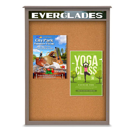36x48 Outdoor Message Center Wall Mount Information Board with Header | Maintenance Free