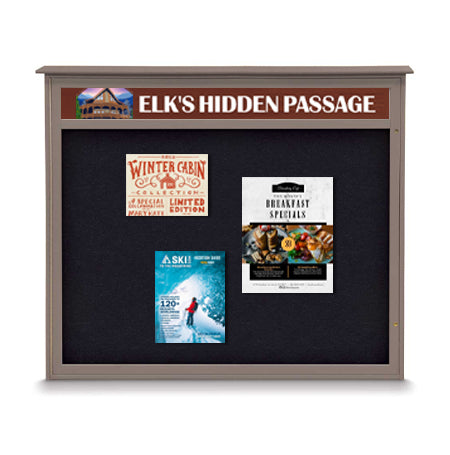 48x48 Outdoor Message Center Wall Mount Information Board with Header | Maintenance Free