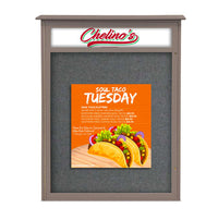 11x17 Outdoor Cork Board Message Center with Header - LEFT Hinged (Image Not to Scale)