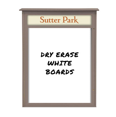 26" x 42" Outdoor Message Center - Magnetic White Dry Erase Board with Header
