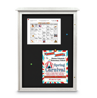 38x54 Outdoor Message Center with Fabric Magnetic Board Wall Mounted - Eco-Friendly Recycled Plastic Enclosed Information Board (Shown in White Finish and Black Fabric)