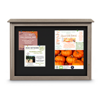 48x36 Outdoor Message Center with Fabric Magnetic Board Wall Mounted - Eco-Friendly Recycled Plastic Enclosed Information Board (Shown in Weathered Wood Finish and Black Fabric)