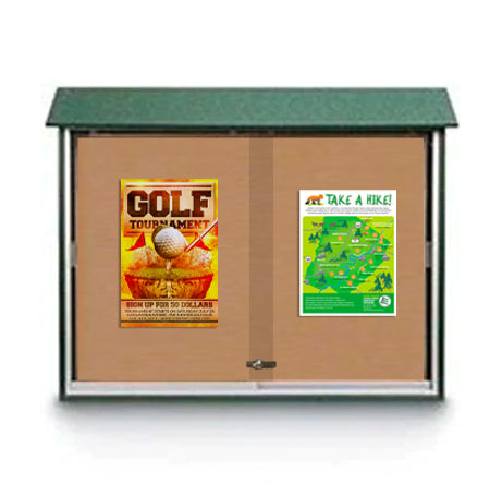 Sliding Doors Outdoor Message Center with Cork Board | Eco-Design Faux Wood 10+ Sizes & Custom