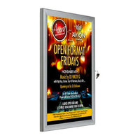 Weatherproof Outdoor Poster Display Frame 24 x 36| Thin Silver Frame with Side Lockable Door