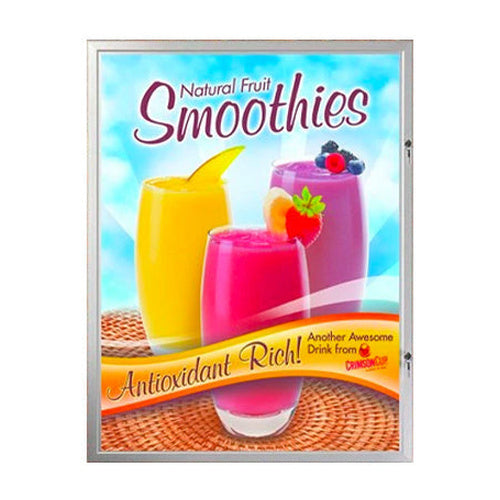 Weatherproof Outdoor Poster Display Frame 36 x 48 Front Locking Cabinet, Only 1 3/16" Deep with Swing Open Door Prop Arms