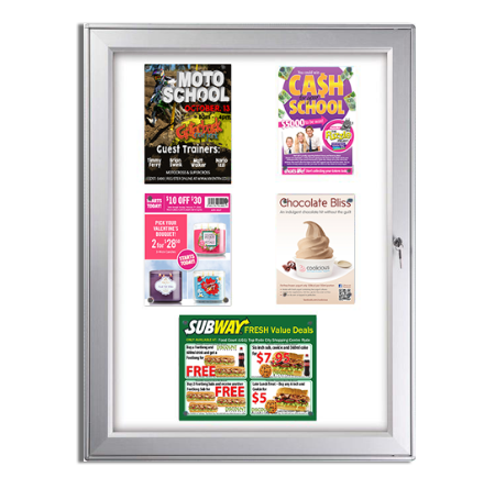 Outdoor Premium Weatherproof Magnetic White Notice Board | Holds (9) 8.5x11 Graphics | Silver Finish
