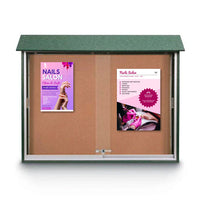 Eco-Friendly Wall Mount Outdoor Message Center Cork Board 52" x 40" with Sliding Doors Locking Display Case