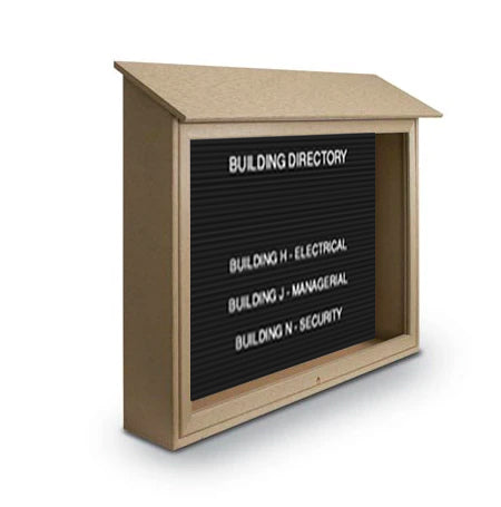 48x48 Outdoor Message Center TOP Hinged with Letter Board Wall Mounted - Eco-Friendly Recycled Plastic Enclosed Information Board
