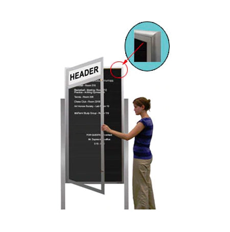 XL Outdoor Enclosed Letter Boards with Header and 2 Leg Posts (Radius ...