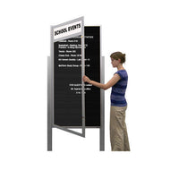 Extra Large Outdoor Enclosed Letter Boards + Message Header + Posts | XL Single Door 15+ Sizes