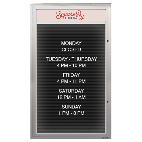 EXTREME WeatherPLUS Extra-Large LED-Illuminated Outdoor Enclosed Letter Boards with Header | Single Locking Door SwingCase