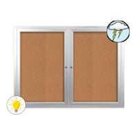 Enclosed Outdoor Bulletin Boards 84 x 48 with Interior Lighting and Radius Edge (2 DOORS)