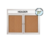 Enclosed Outdoor Bulletin Boards 72" x 36" with Message Header (2 DOOR)