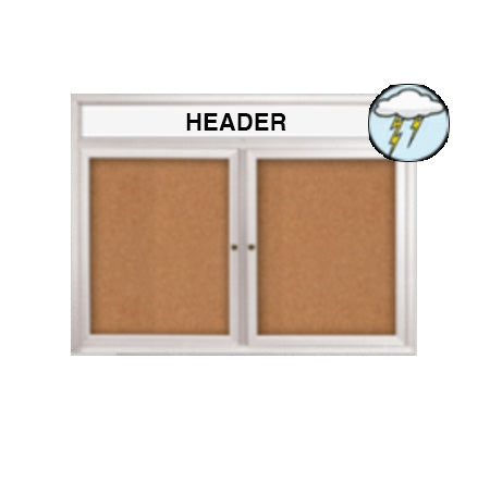 Enclosed Outdoor Bulletin Boards 60" x 24" with Message Header (2 DOOR)