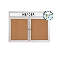 Enclosed Outdoor Bulletin Boards 50 x 50 with Message Header and Radius Edge (2 DOORS)