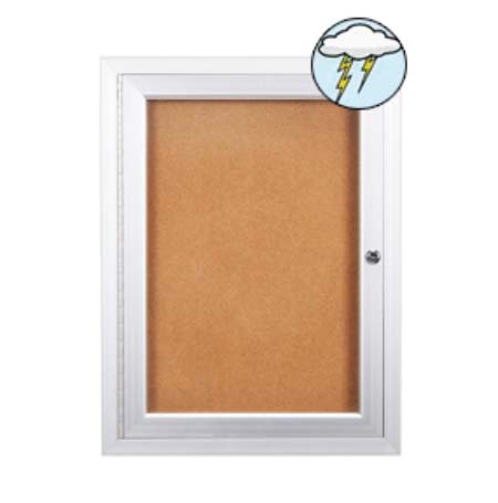 Outdoor Enclosed Bulletin Board Display Case 22 x 28 | All-Weather Metal Cabinet, Front Locking Door