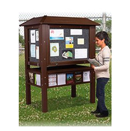 Standing Outdoor Four Sided Cork Board Kiosk Info Center is available in 6 Plastic Lumber Finishes