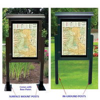 Eco-Design 28" x 42" Outdoor ULTRA-SIZE Faux Wood Information Message Board, Free-Standing with Posts, Double-Sided - Portrait