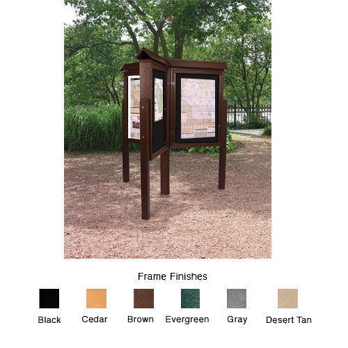 ECO-Design 6-SIDED Kiosk 28x42 Outdoor Freestanding Information Message Boards