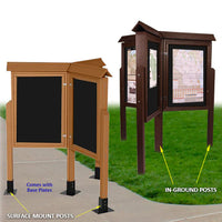6-SIDED Kiosk Freestanding Outdoor Information Board 28x42 Side Hinged. Available in 6 Recycled Plastic Lumber Finishes